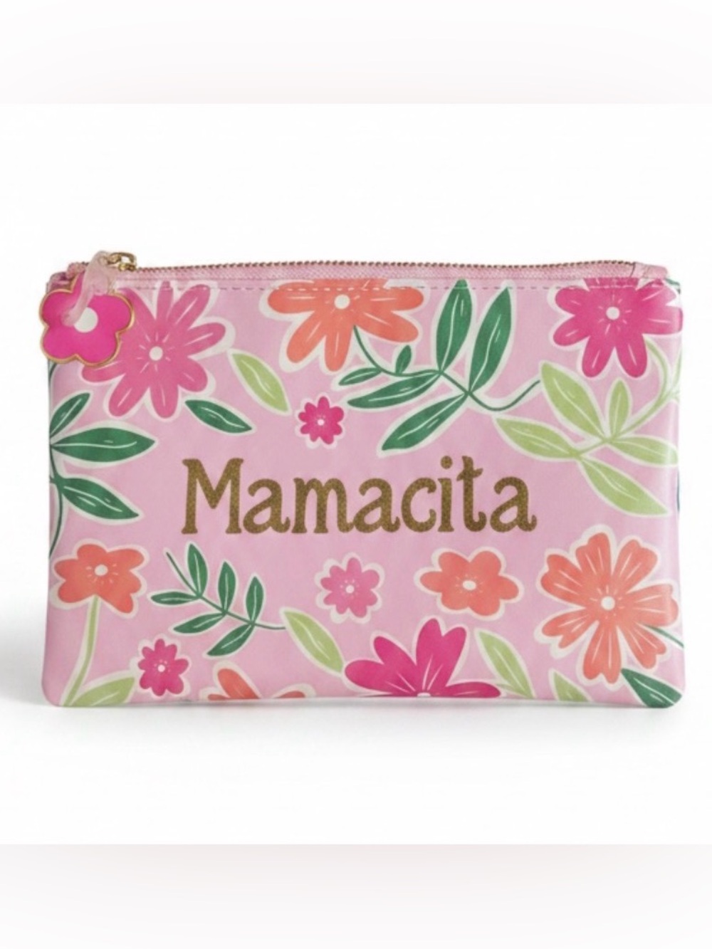 Mamacita Pink Floral Zipper Toiletries Medium Pouch